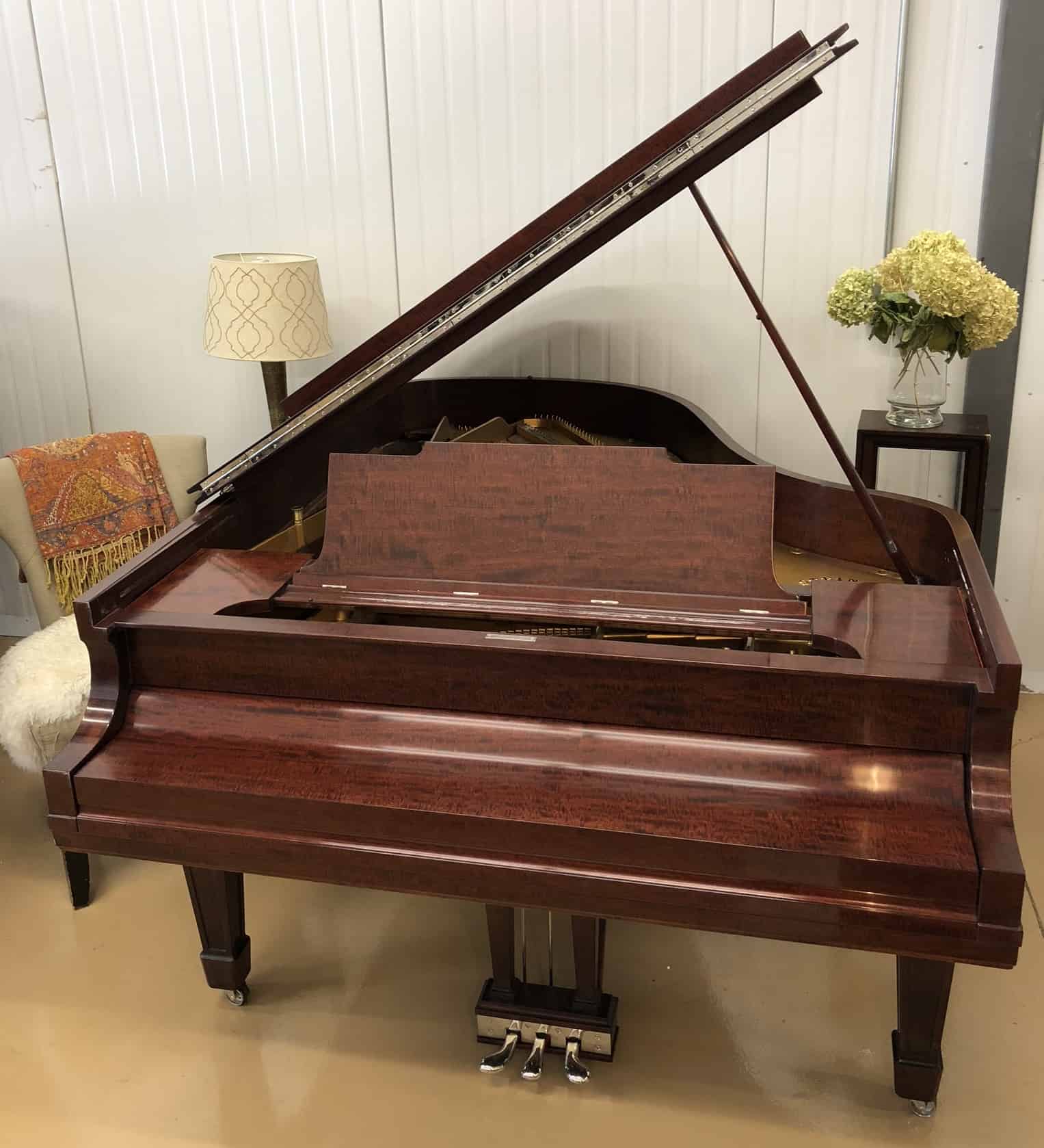 Restored Steinert grand piano in hand-rubbed mahogany